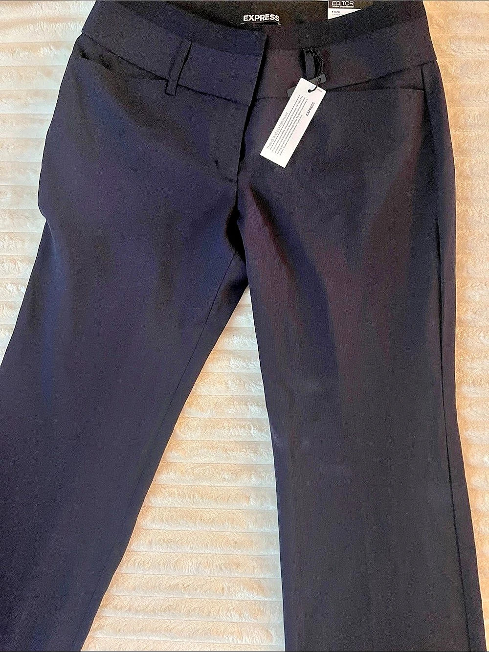 Express Editor Wide Waistband Flare Signature Stretch Pant Pants Black 4S